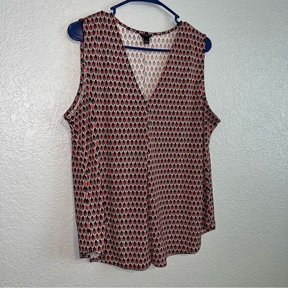 Ann Taylor Womens V-Neck Sleeveless Relaxed Fit Knitted Blouse Top Orange Large - Picture 2 of 8